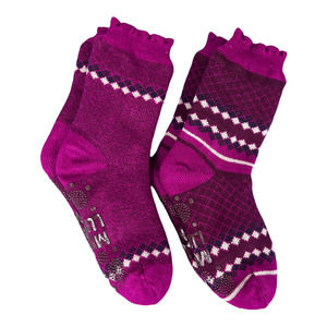 MUK LUKS Faux Shearling Cabin Sock with Scallop Trim Set of 2 Small/Medium Size